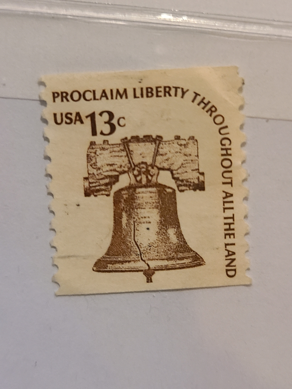 Vintage Liberty Bell 13c Stamp - Brown on Cream